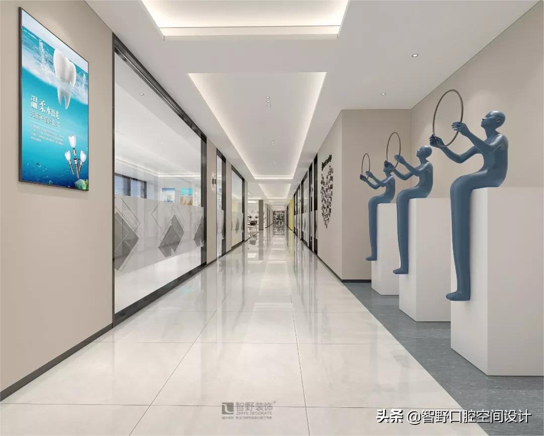 100平口腔诊所高端精品设计效果图,智野设计