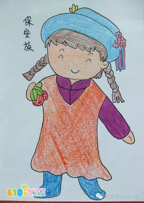 彩色少数民族儿童简笔画图片大全,五十六个民族简笔画卡通