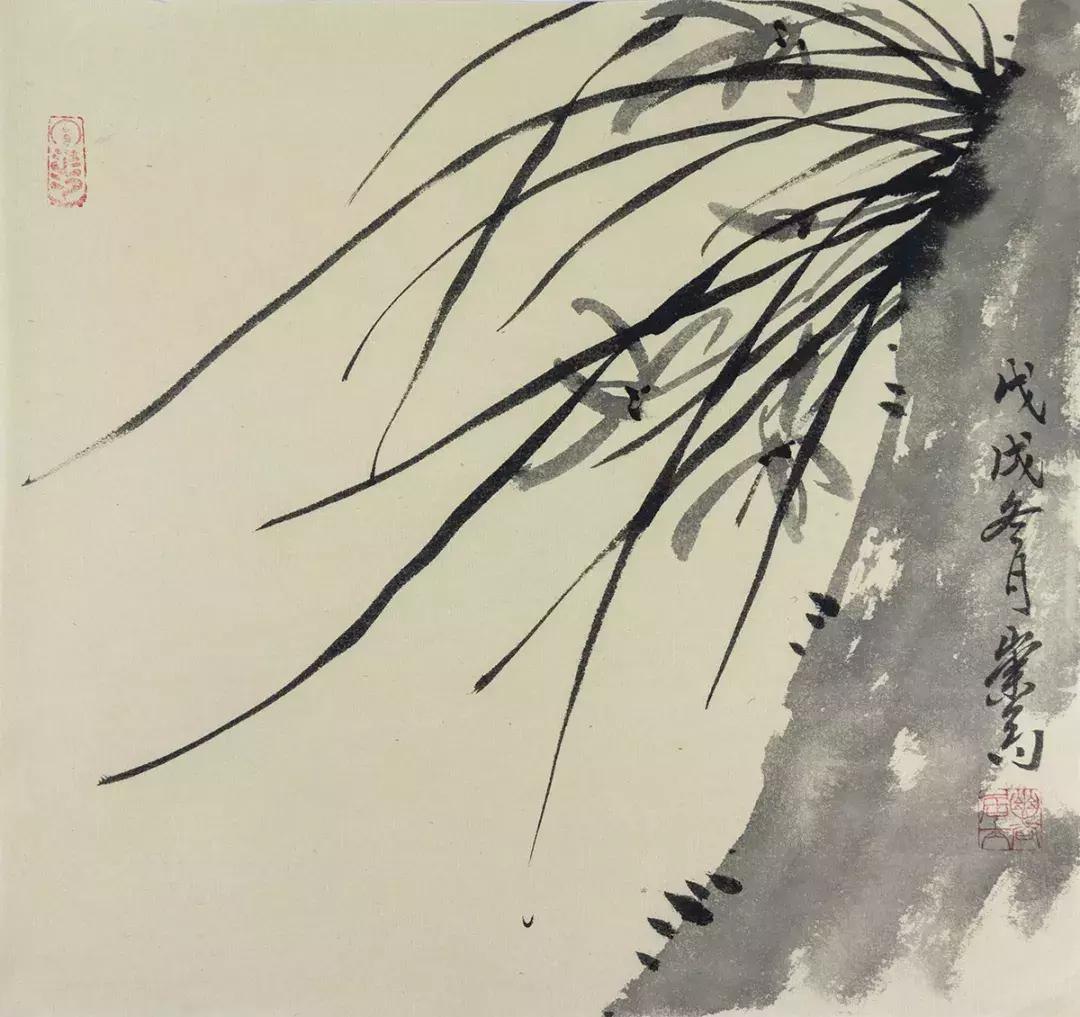 梅兰竹菊国画中的山石画法,梅兰竹菊国画写意教学视频