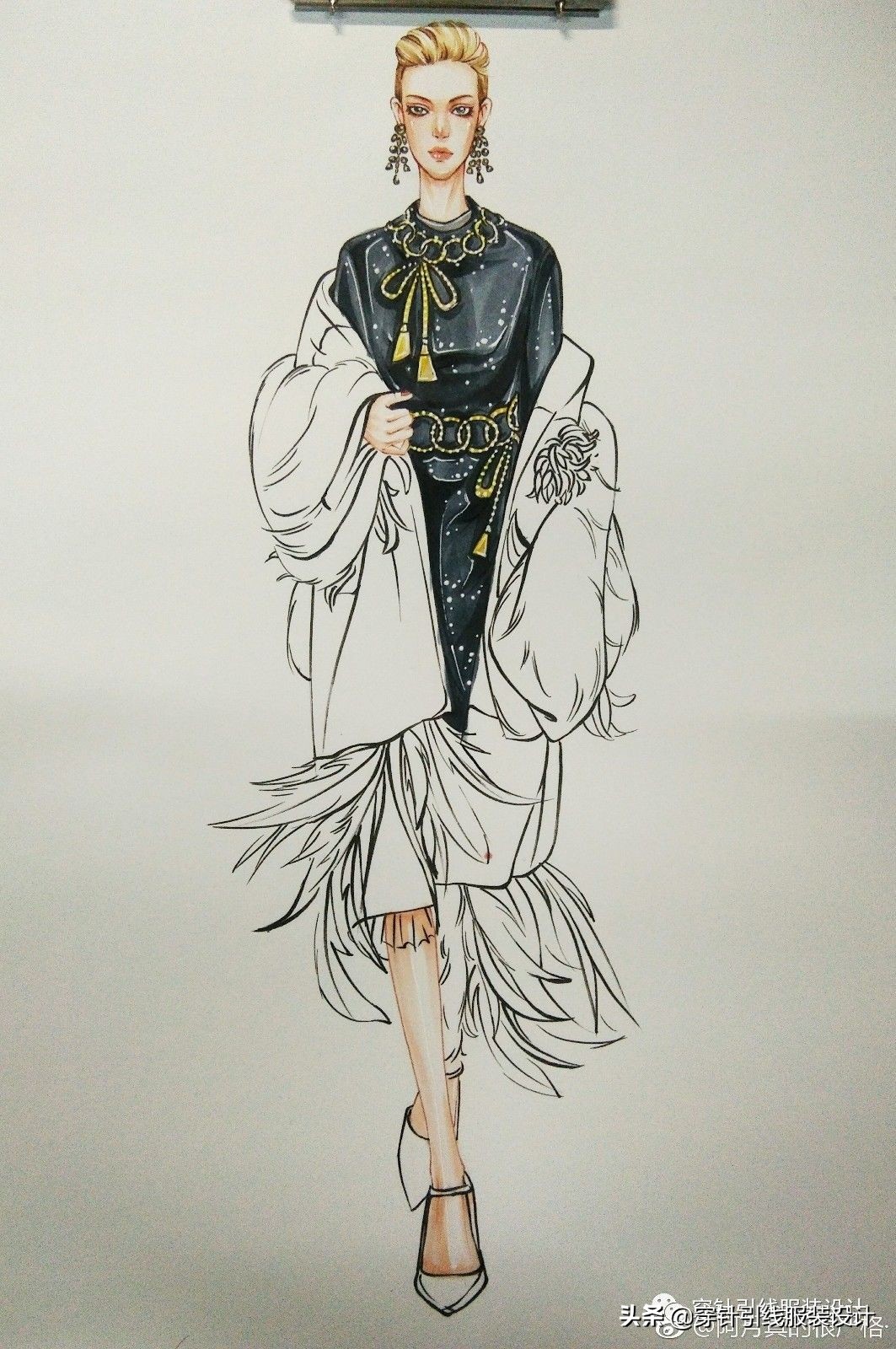 礼服服装效果图手绘,西装手绘服装效果图