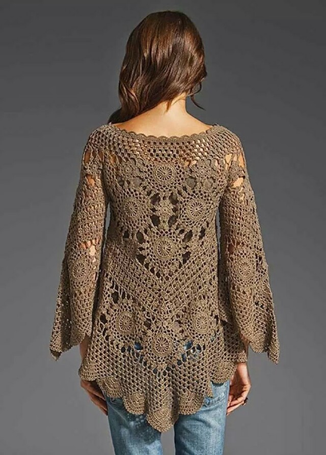 春秋美衣钩针蝙蝠衫,最好看的钩针衫