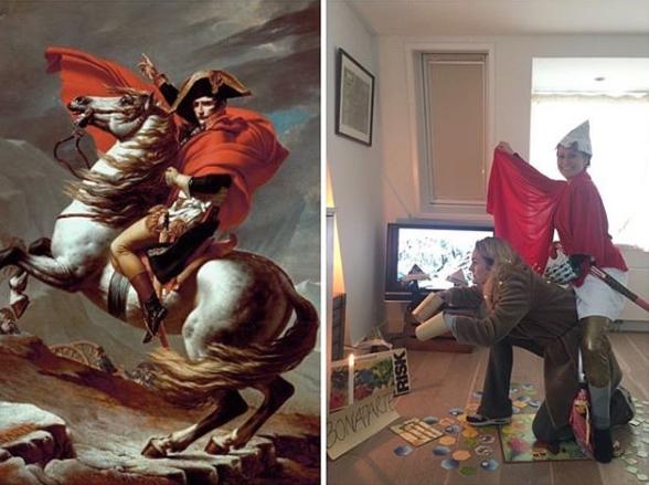 世界名画人物模仿搞笑,外国人恶搞画作
