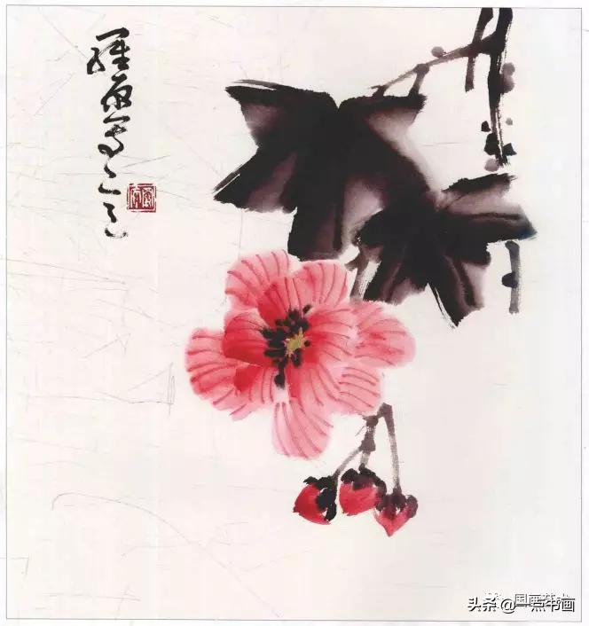 几组写意花鸟创作示范图解,国画小品写意花鸟图片欣赏