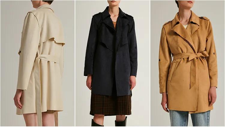 风衣英伦风短款麂皮,英伦经典格子风衣