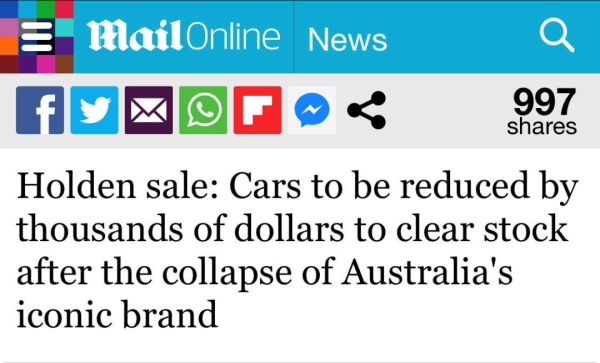 再见，Holden！澳洲汽车巨头倒塌！正式宣告终结！160年历史湮灭！近千人瞬间失业！一个时代就此结束...