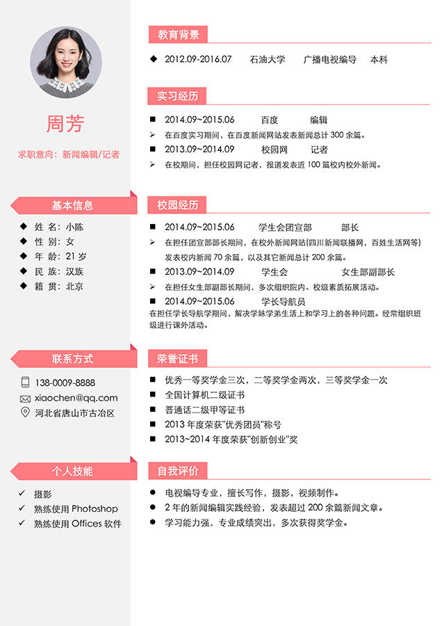 精美个人简历照片,50套高颜值简历模板