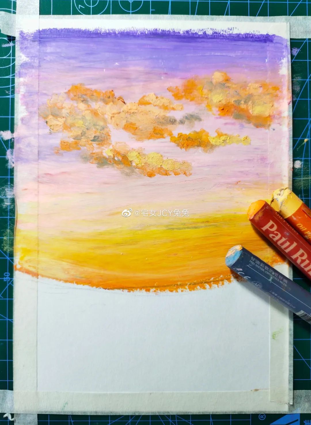 简单又好看的重彩油画棒作品,美到极致的风格绘画