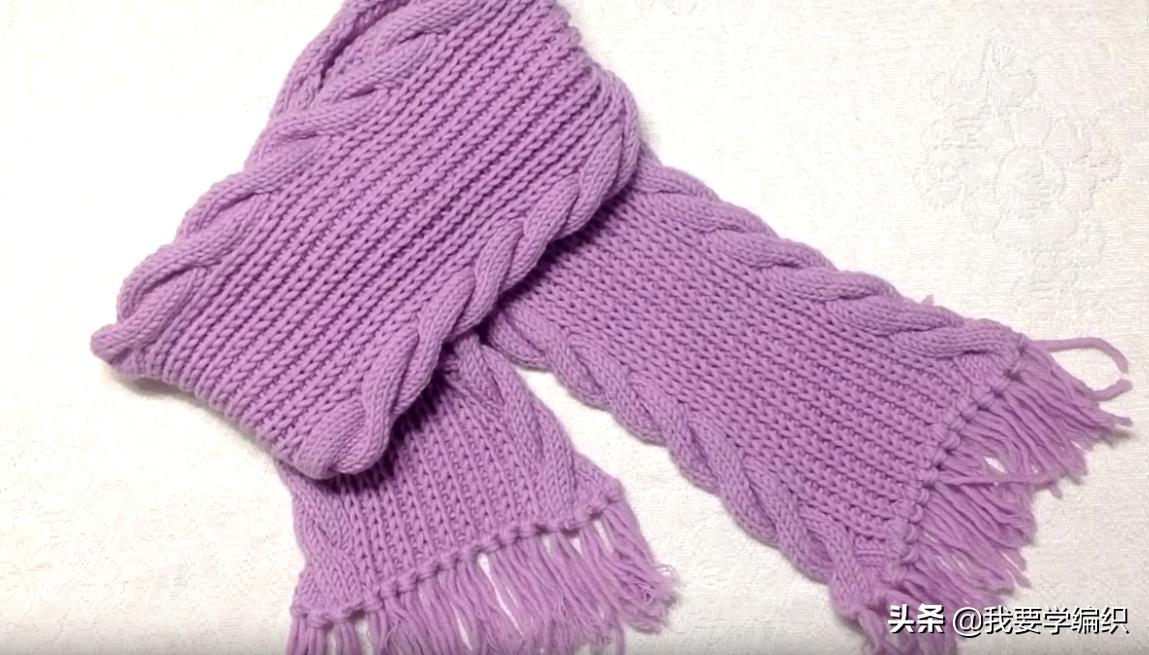 双层黑白竖条纹围巾编织教程,纯手工交叉格围巾编织教程