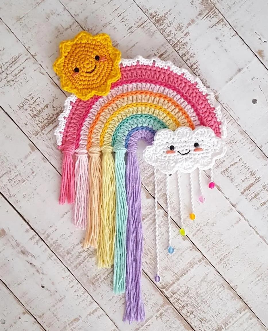 钩针编织家居装饰针法图解,钩针彩虹帽图解