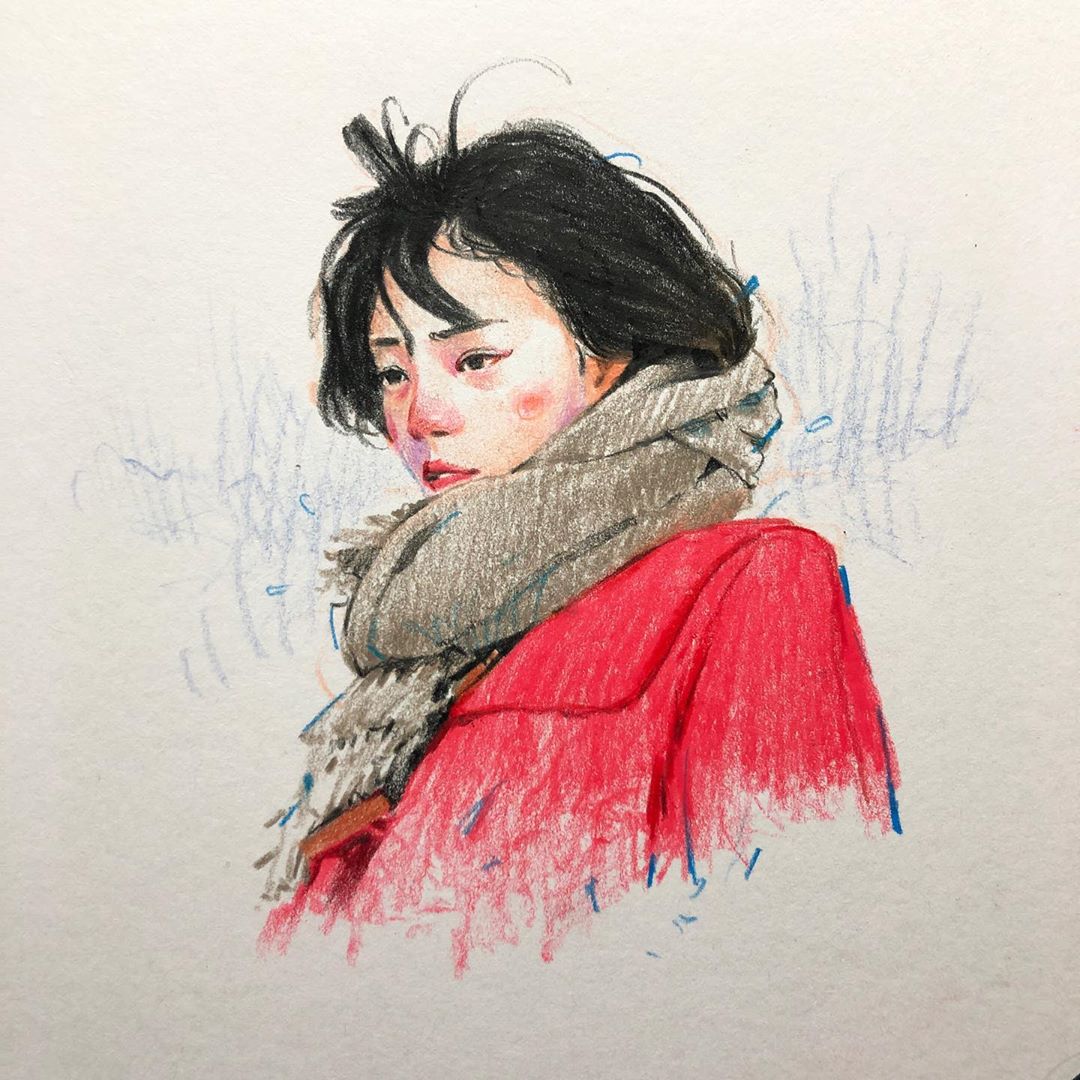 非常适合初学者的画小插画彩铅,彩铅插画手绘中国古风人物四年级