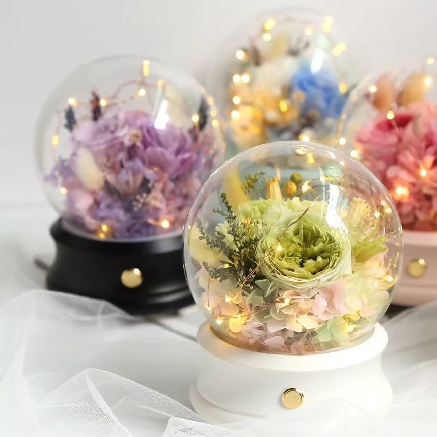 新款永生花玻璃罩,玻璃罩永生花手工diy制作