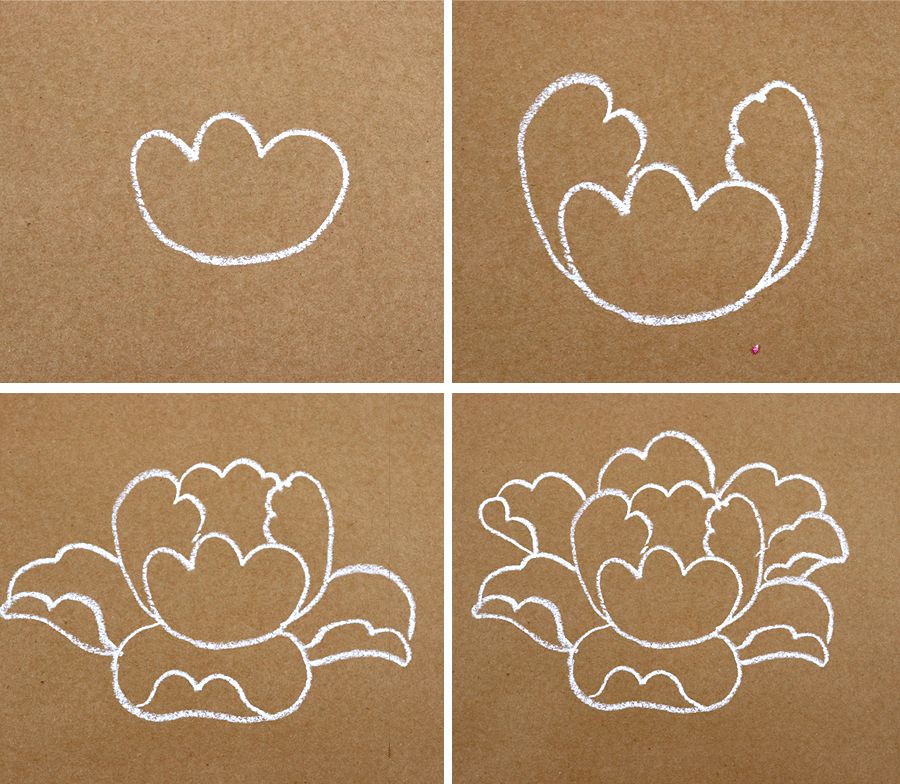 牡丹油画棒教程,油画棒立体牡丹花绘画