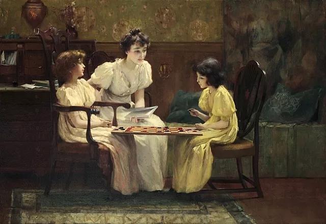 托马斯花园风景油画,花园油画图片风景