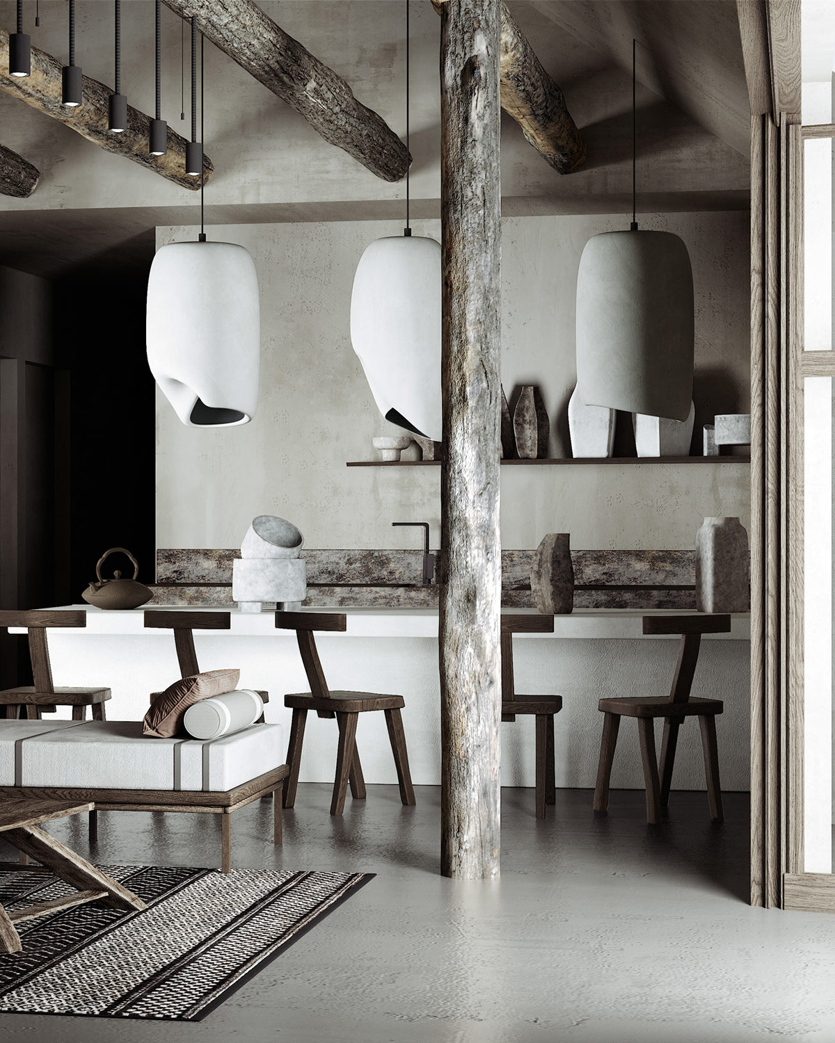 和平区侘寂风装修,极简主义的现代住宅设计