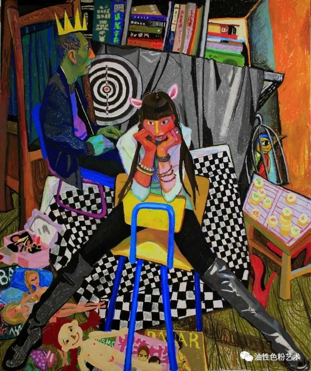 油画棒画苹果和真的一样,油画棒绘画超高级