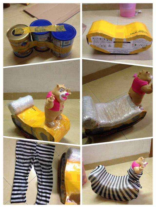 旧奶粉罐改造成小沙发,2个奶粉罐改造花架