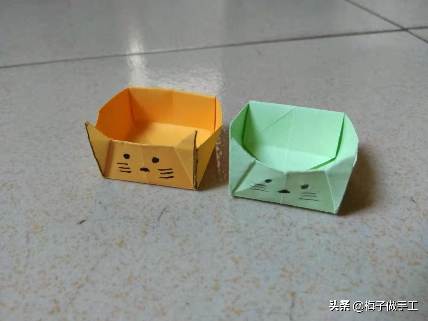 猫咪收纳盒,猫咪收纳盒的折纸教程