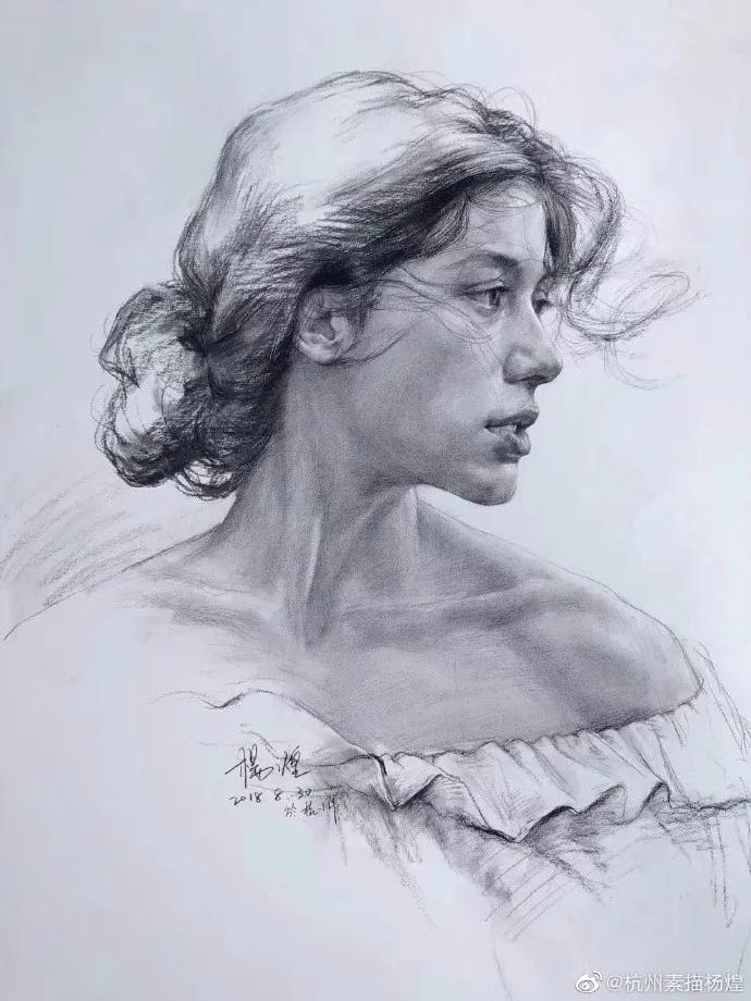 他笔下的女子油画细腻唯美,古典美女画唯美古风素描