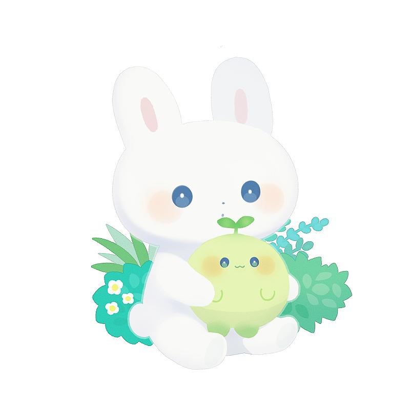 类似于粉兔兔的插画,兔耳少女插画日本