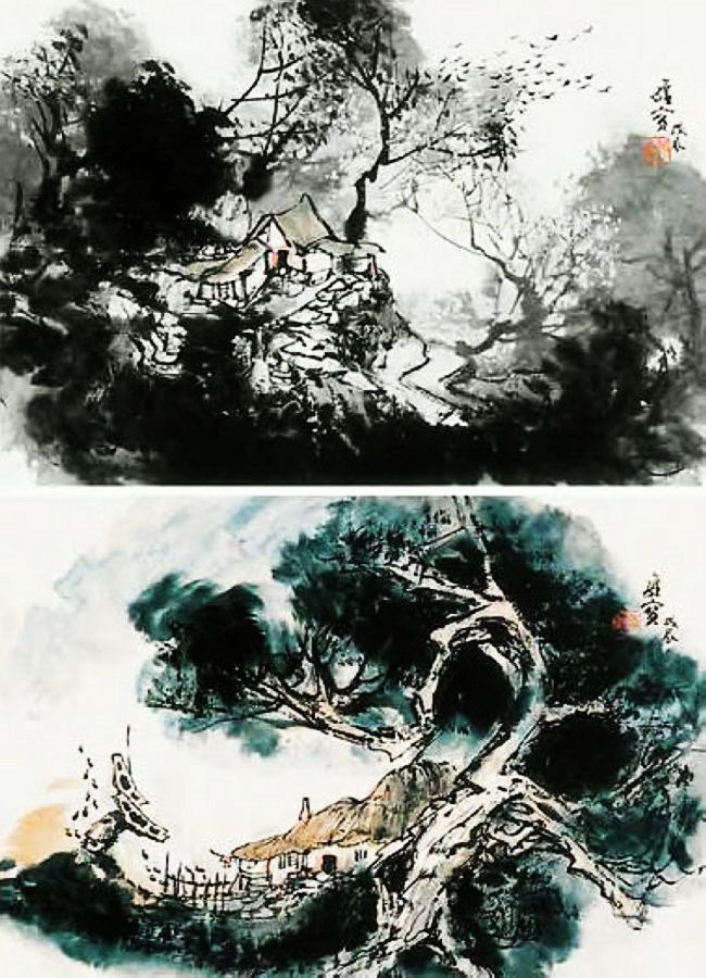 古香古色山水画,岭南风景国画