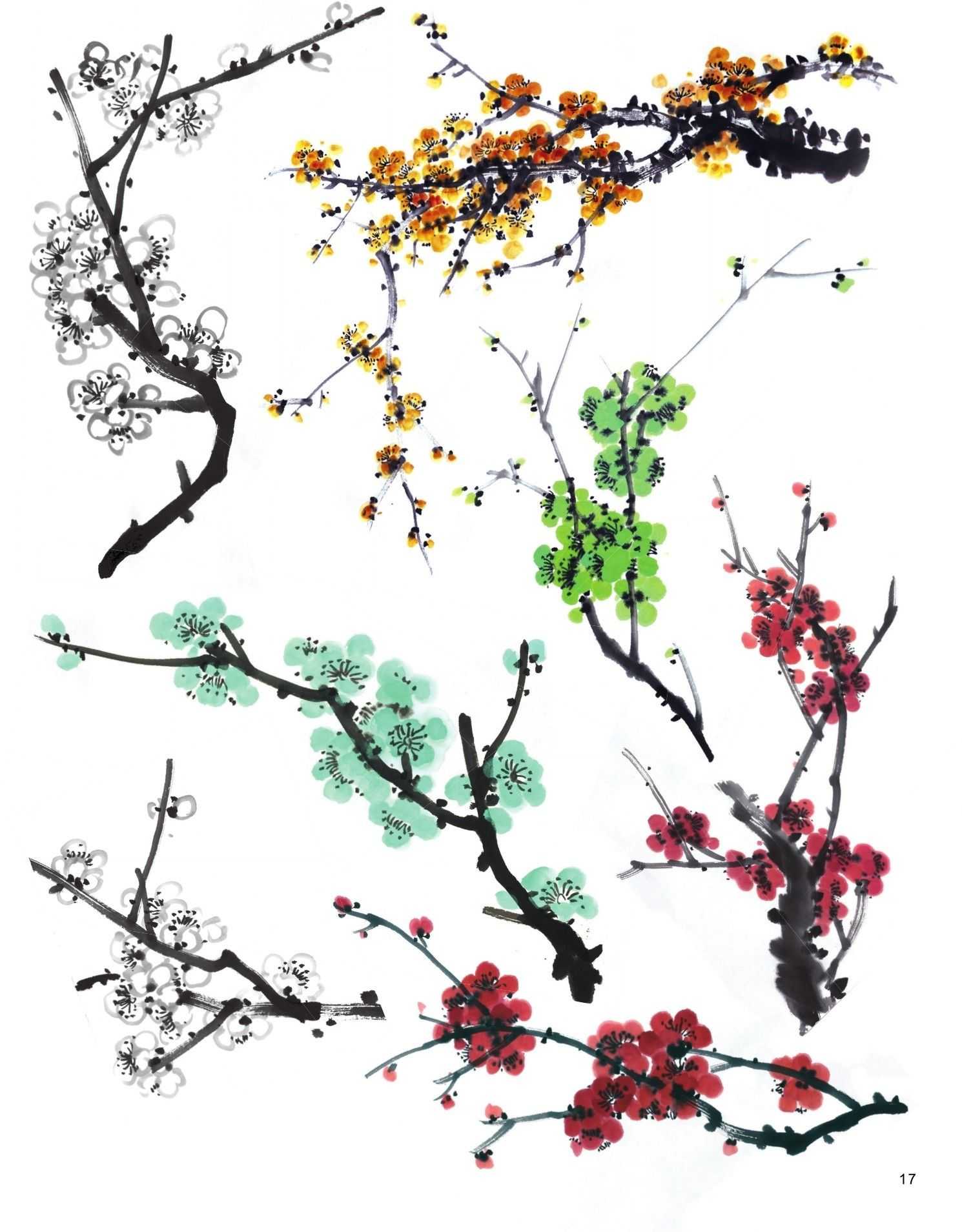 梅花入门画法教程,梅花的十种画法讲解