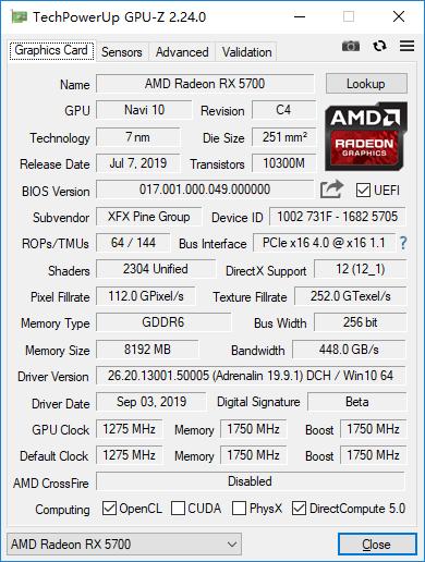讯景xfxrx5908g黑狼版,xfx讯景rx5708g黑狼版