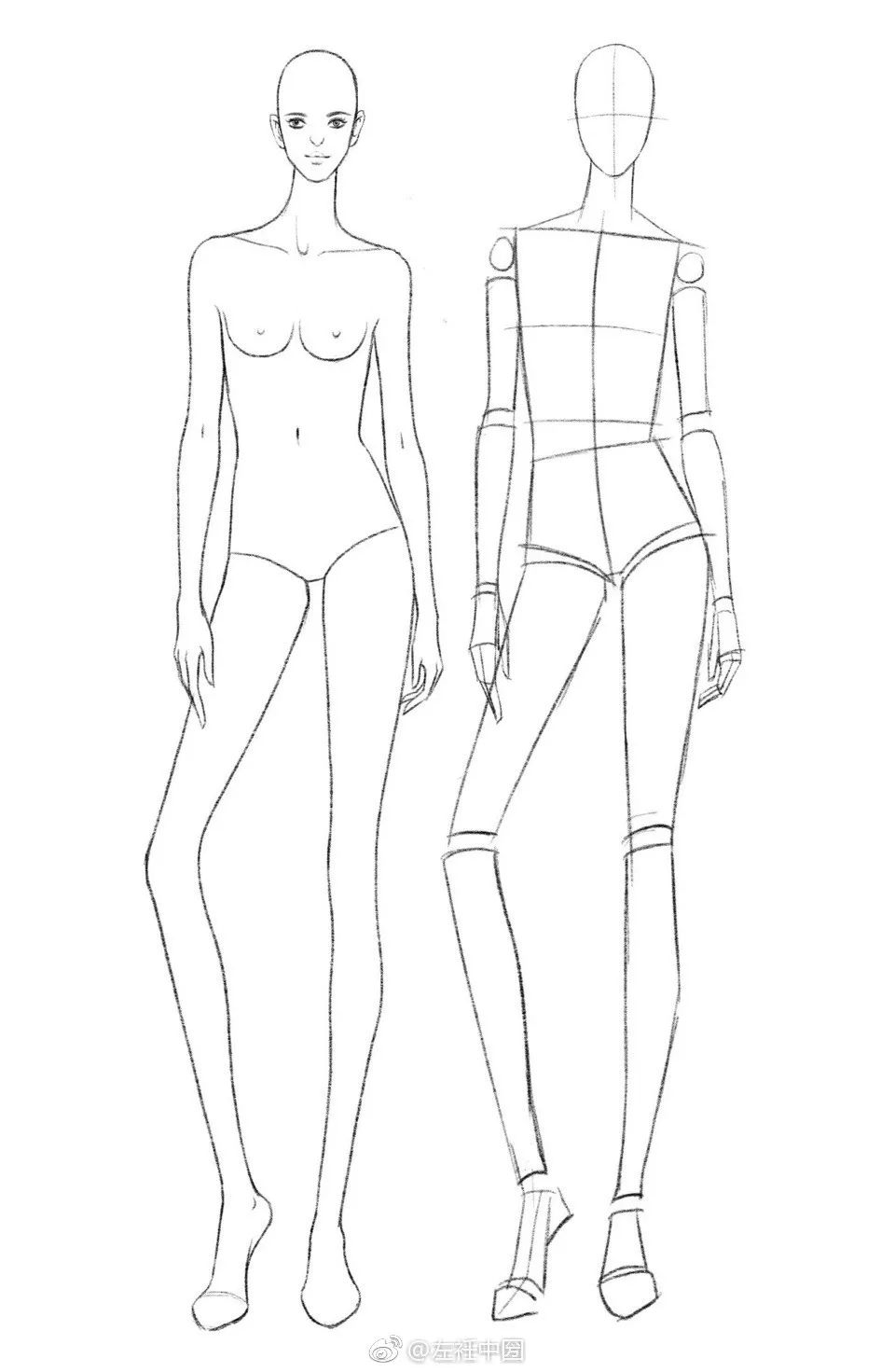 手绘服装画身体,手绘人物服装画法