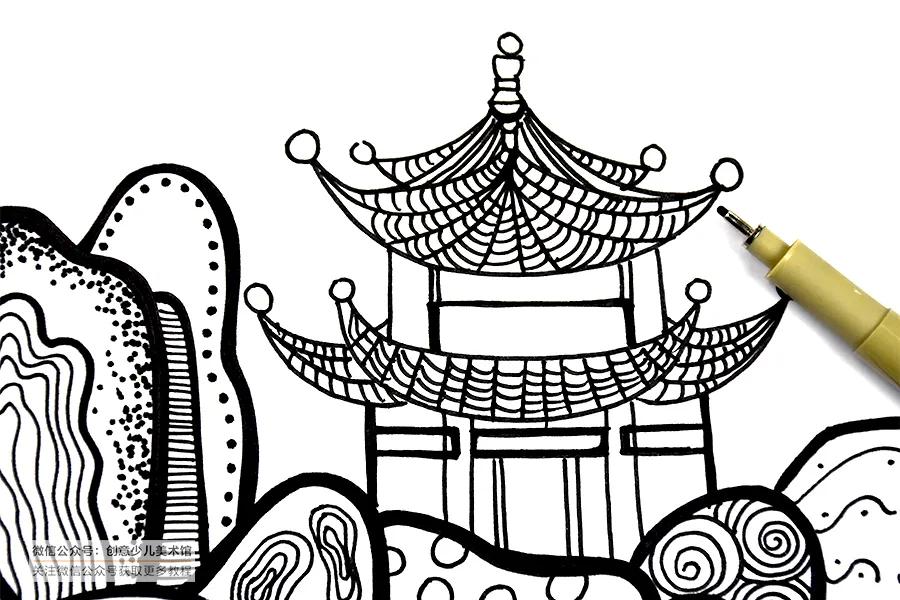 横看成岭侧成峰儿童画,倾斜构图装饰画怎么画