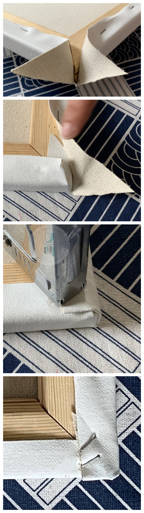 油画绷布过程,油画绷布折角技巧