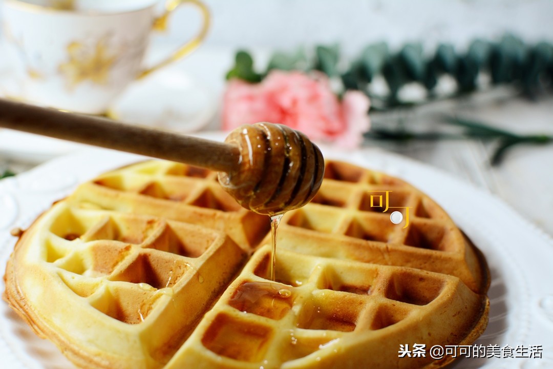 华夫饼精致早餐,又酥又软的华夫饼