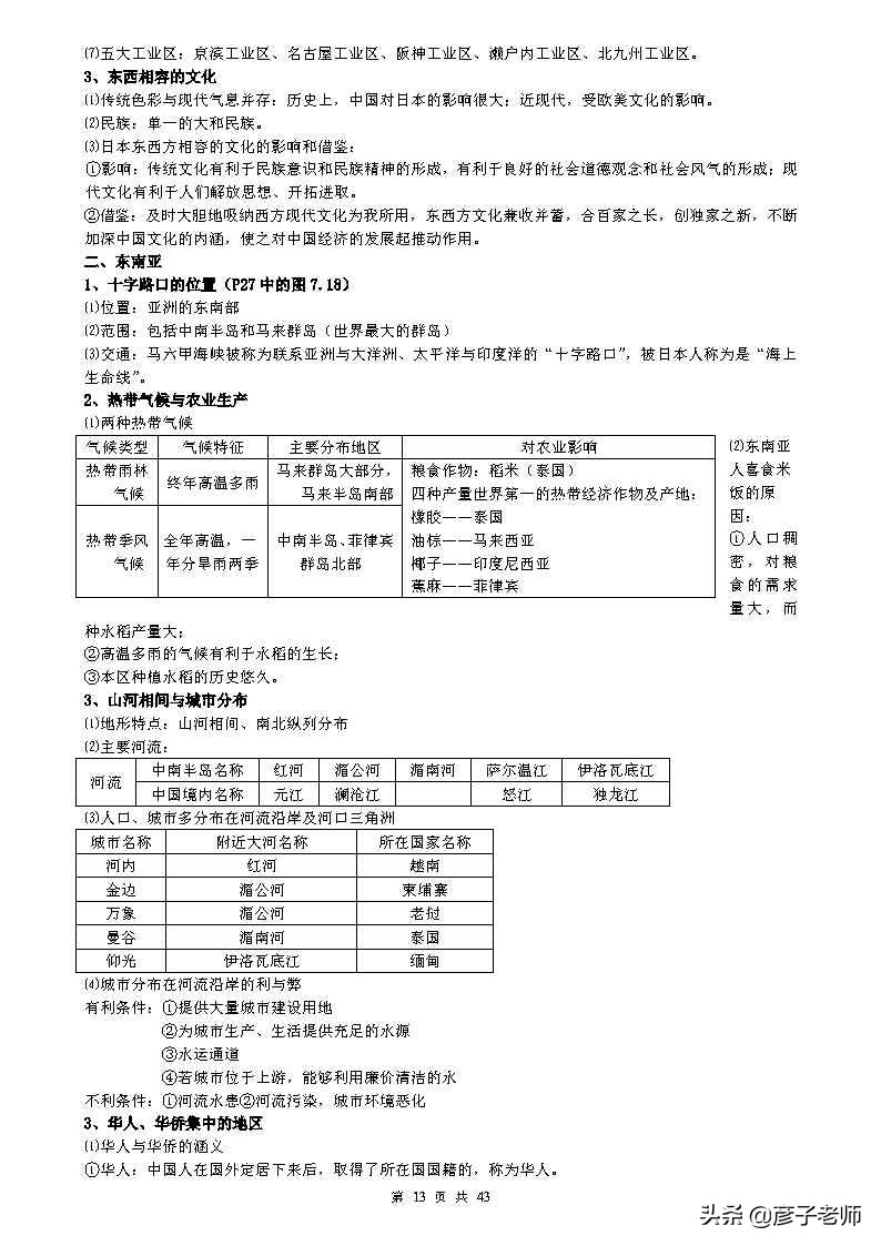 （超详超全）初中地理知识点归纳汇总，七八九年级同学通用