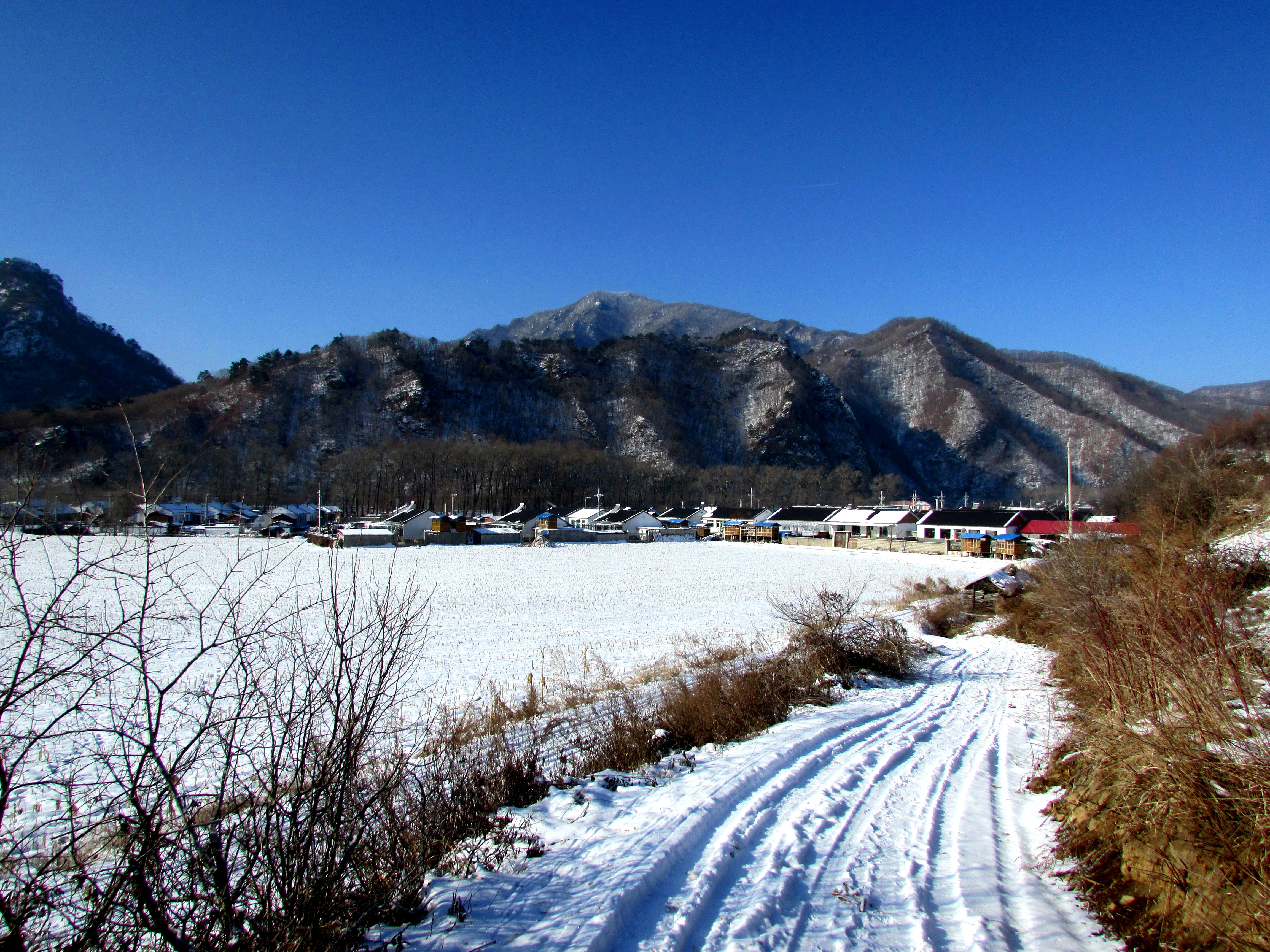 本溪湖里村冬季景色,本溪湖里村景色视频
