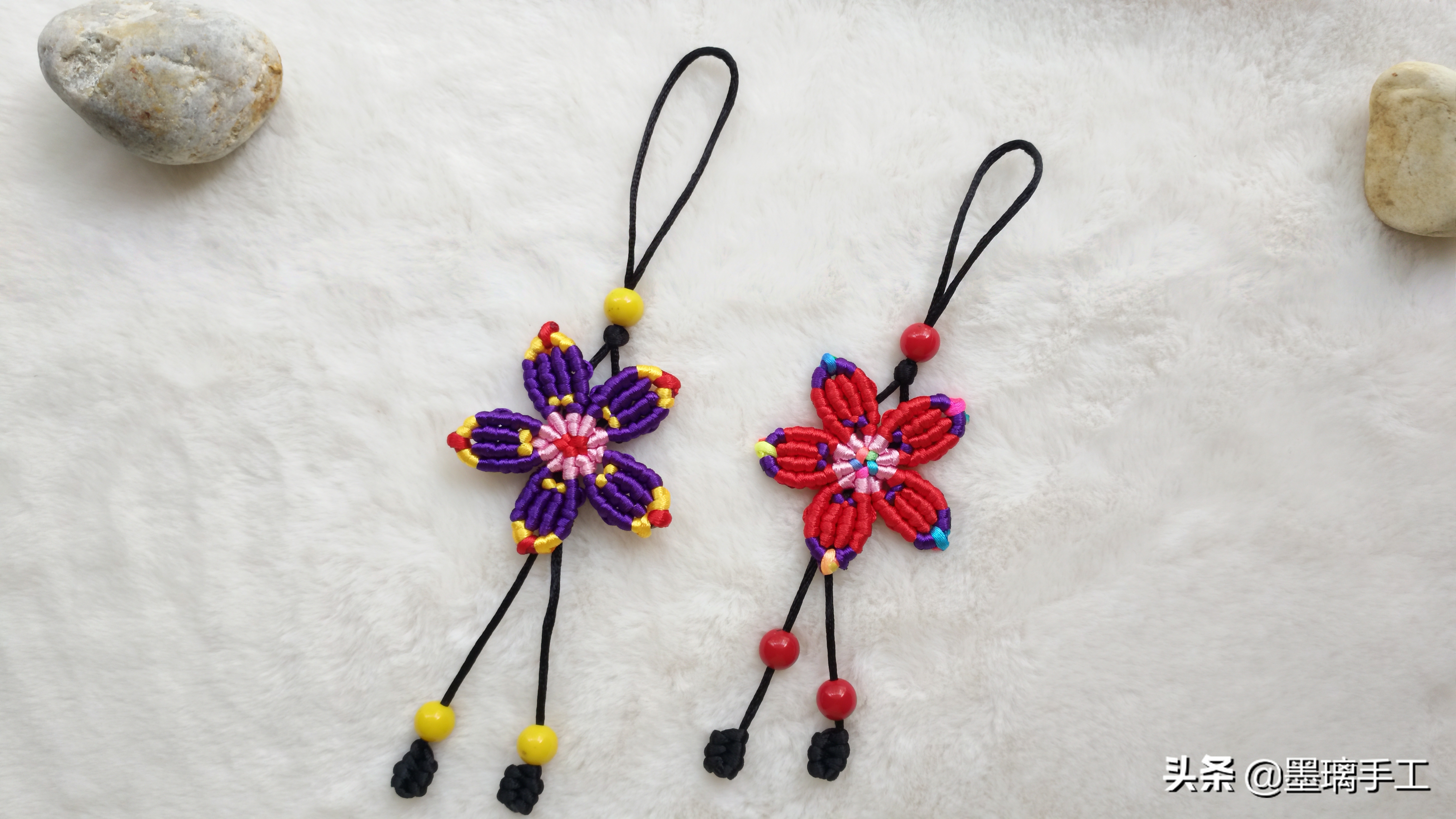 手工编绳大挂饰教程,手工编绳立体花朵挂毯视频教程