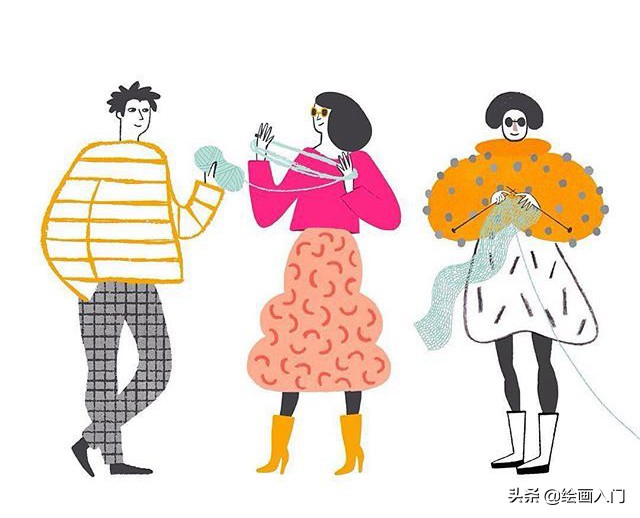 可爱温馨的手绘风插画,色彩鲜艳线条简单的插画