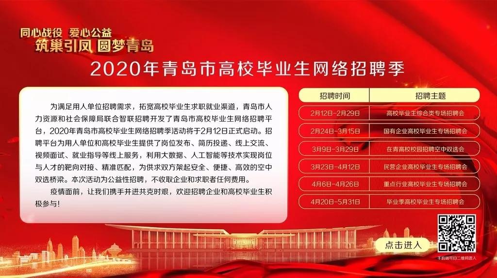 同心战“疫”,圆梦青岛!青岛市高校毕业生网络招聘平台上线运行!
