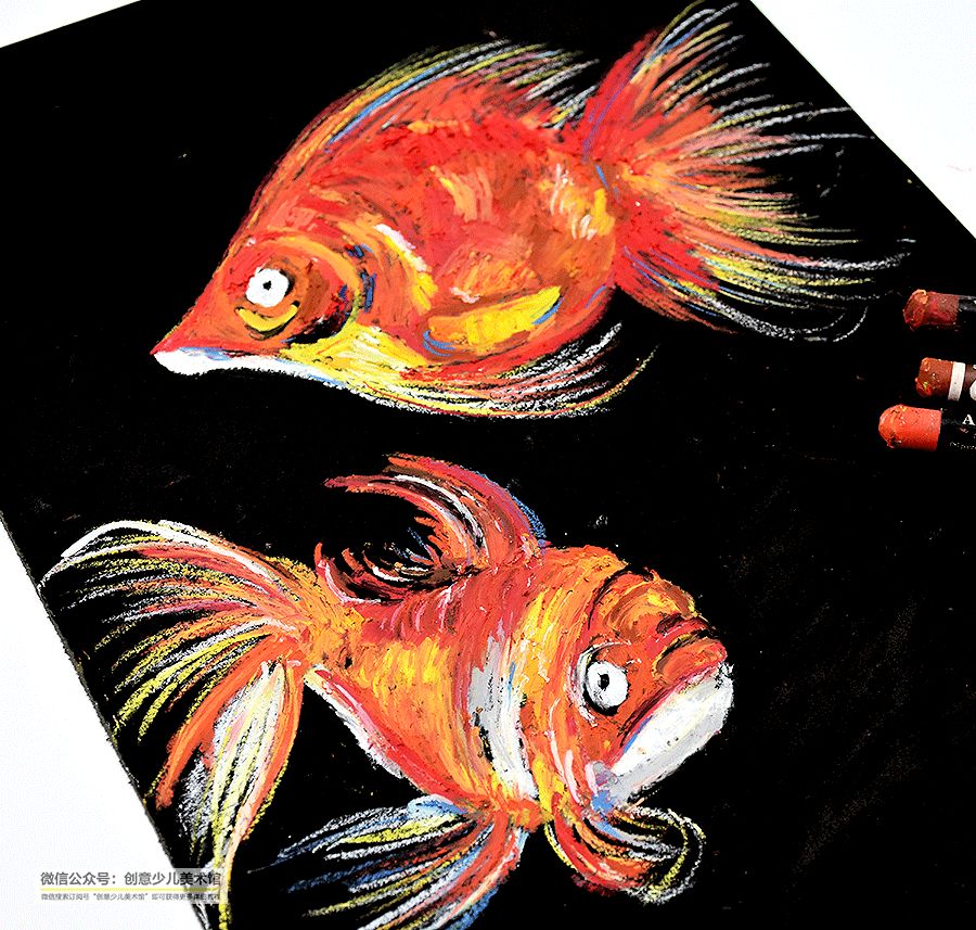 海边风景油画棒教程儿童画,油画棒画美人鱼儿童