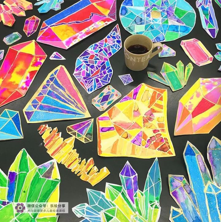 儿童画创意美术圆形构图,7-12岁儿童美术创意画宝石