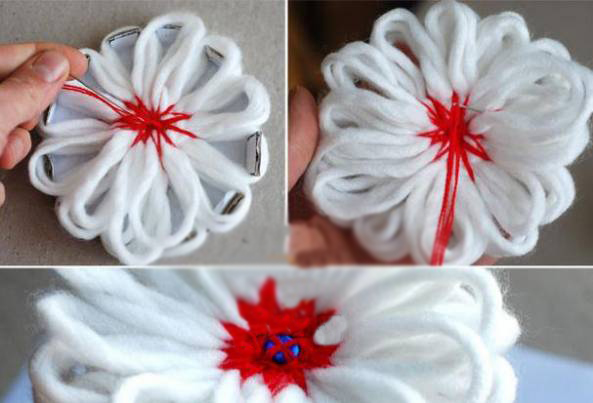 简单的毛线花鞋子的编织,毛线花包头帽子的编织方法