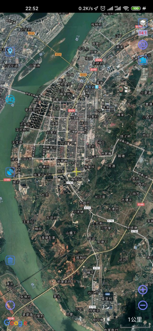 吉安市十县两区一县级市城区城建面积直观对比（同一比例尺下）