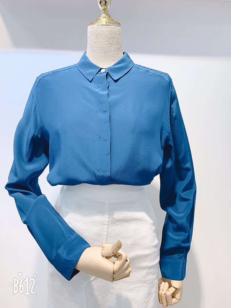 韩版女装衬衫百搭纯色,韩范打底雪纺衬衫