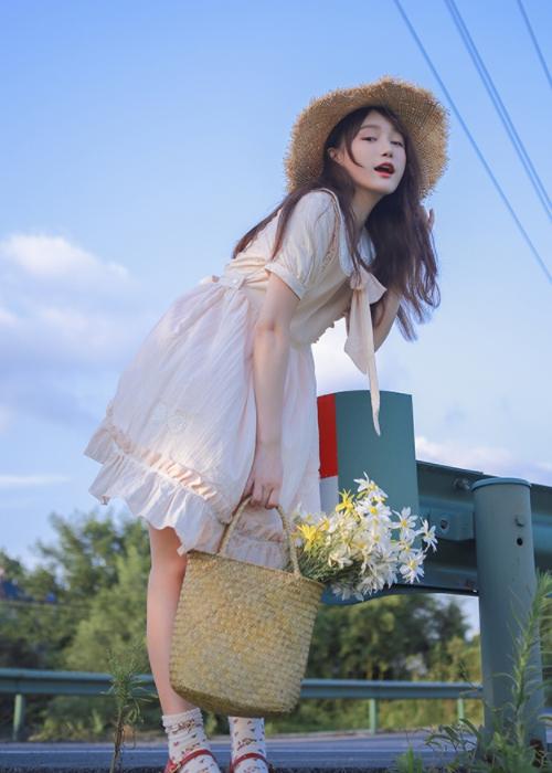 夏日甜美可爱萝莉风裙学生党,可爱萝莉裙粉色