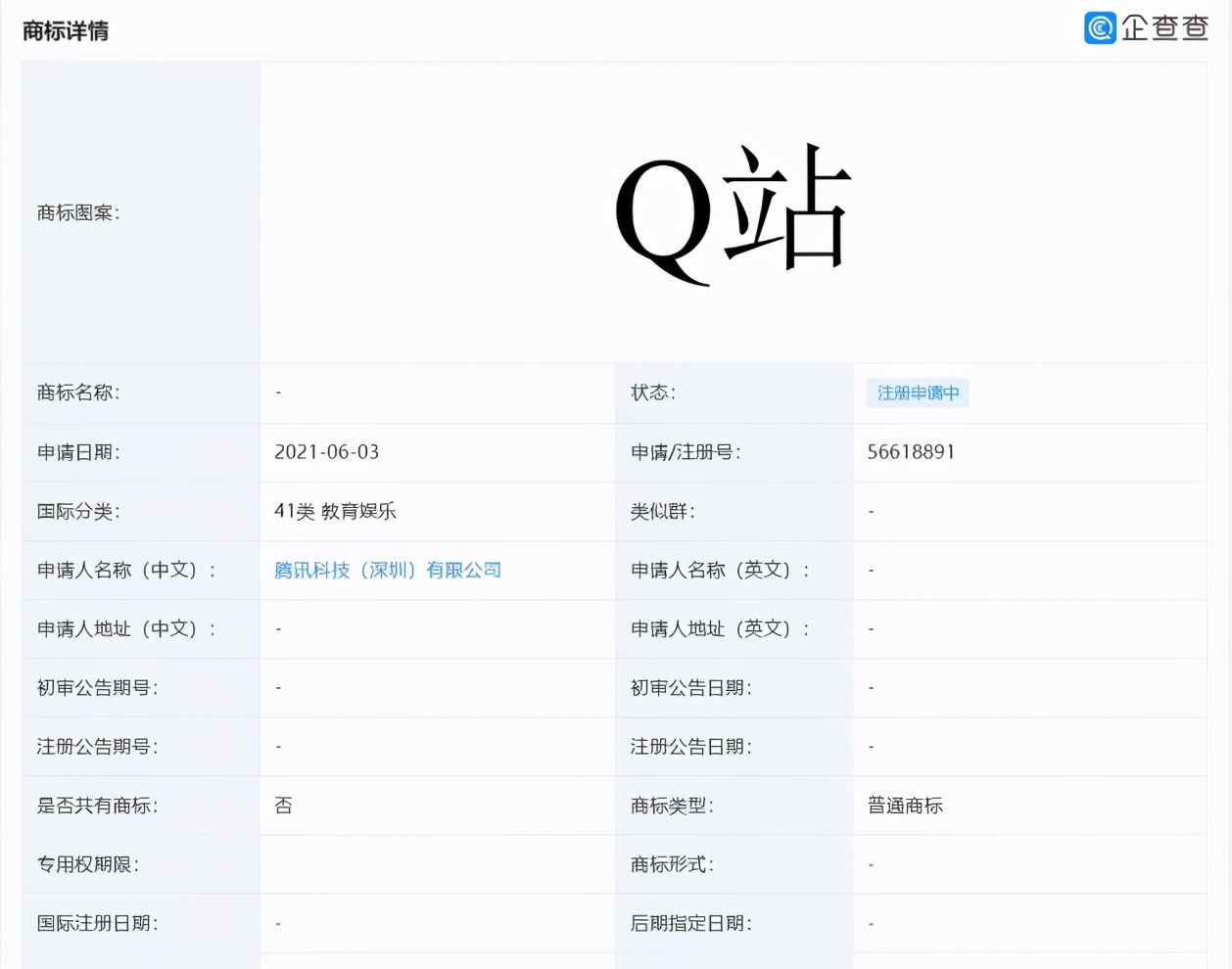 注册“Q站”商标,腾讯也喜欢二次元社区?