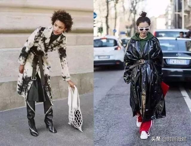 宽松外套搭配腰带,搭配一条腰带就变得时髦有型