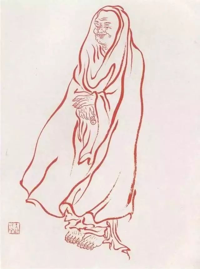 弘一法师的蓝底描金十八罗汉作品,弘一大师100万罗汉图写意