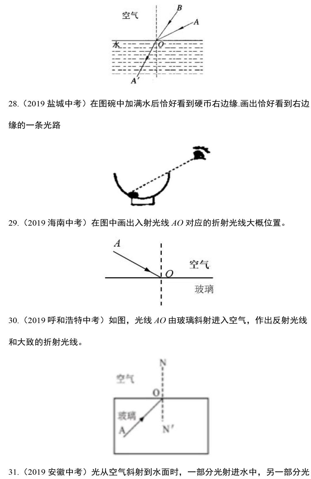 八年级物理光学作图练习题,八年级上册物理作图题讲解视频