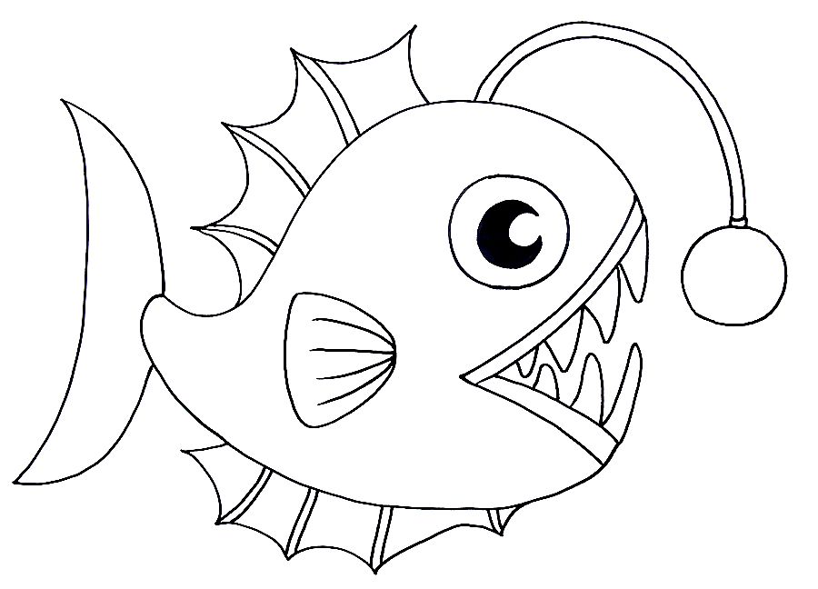 独一无二的创意儿童画灯笼鱼,大嘴灯笼鱼儿童创意画