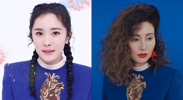 李嘉欣杨幂撞衫,杨幂穿蓝色套装撞衫李嘉欣