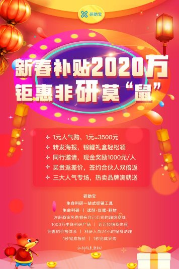 春节补贴2020万，科研采购礼享研助宝