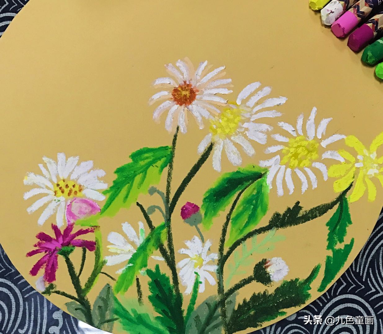 蜡笔油画棒绘画作品,少儿油画棒画法