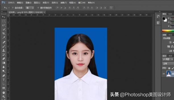 ps证件照蓝色渐变底色,ps证件照换底色mac